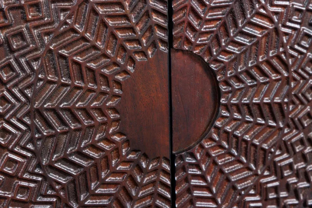 Comoda din Lemn de mango Negru/Maro si Metal Auriu L160xH76cm MANDALA