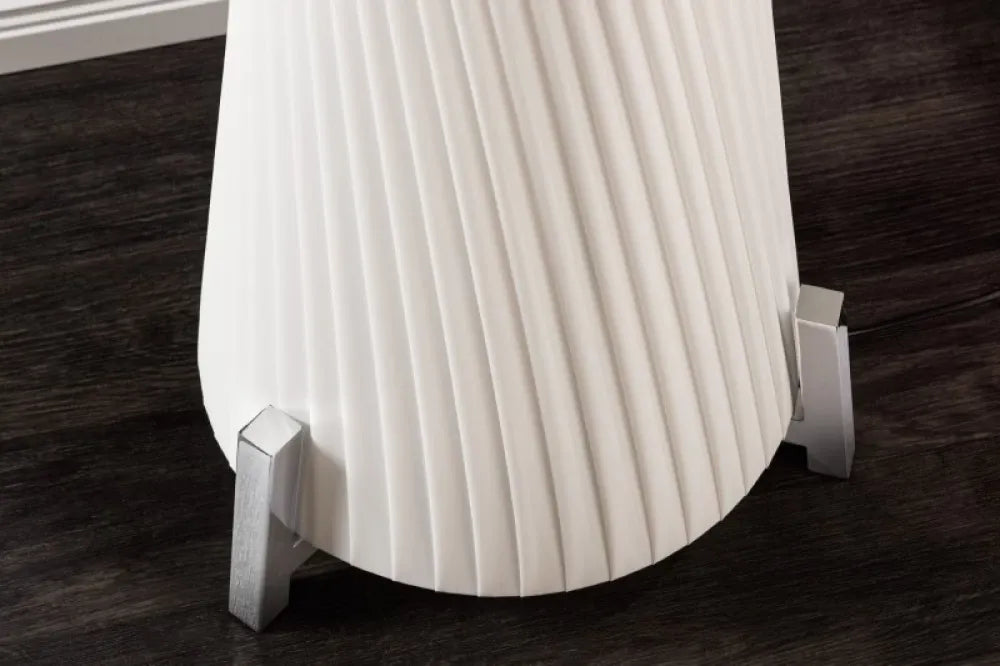 Lampa de podea din Metal Argintiu si Textil Alb H180xD43cm Paris