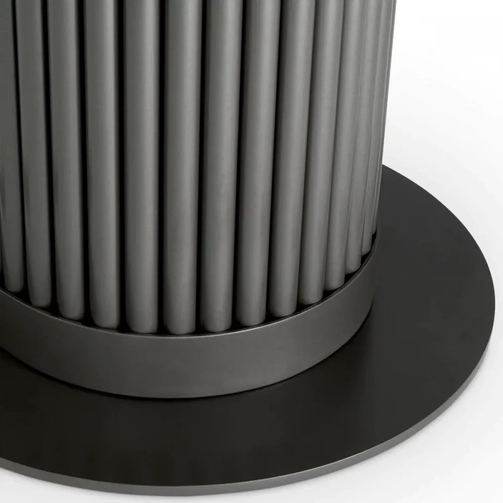 Masa din Metal Bronz si Ceramica Negru cu efect de marmura H76xD120cm Volterra Eichholtz