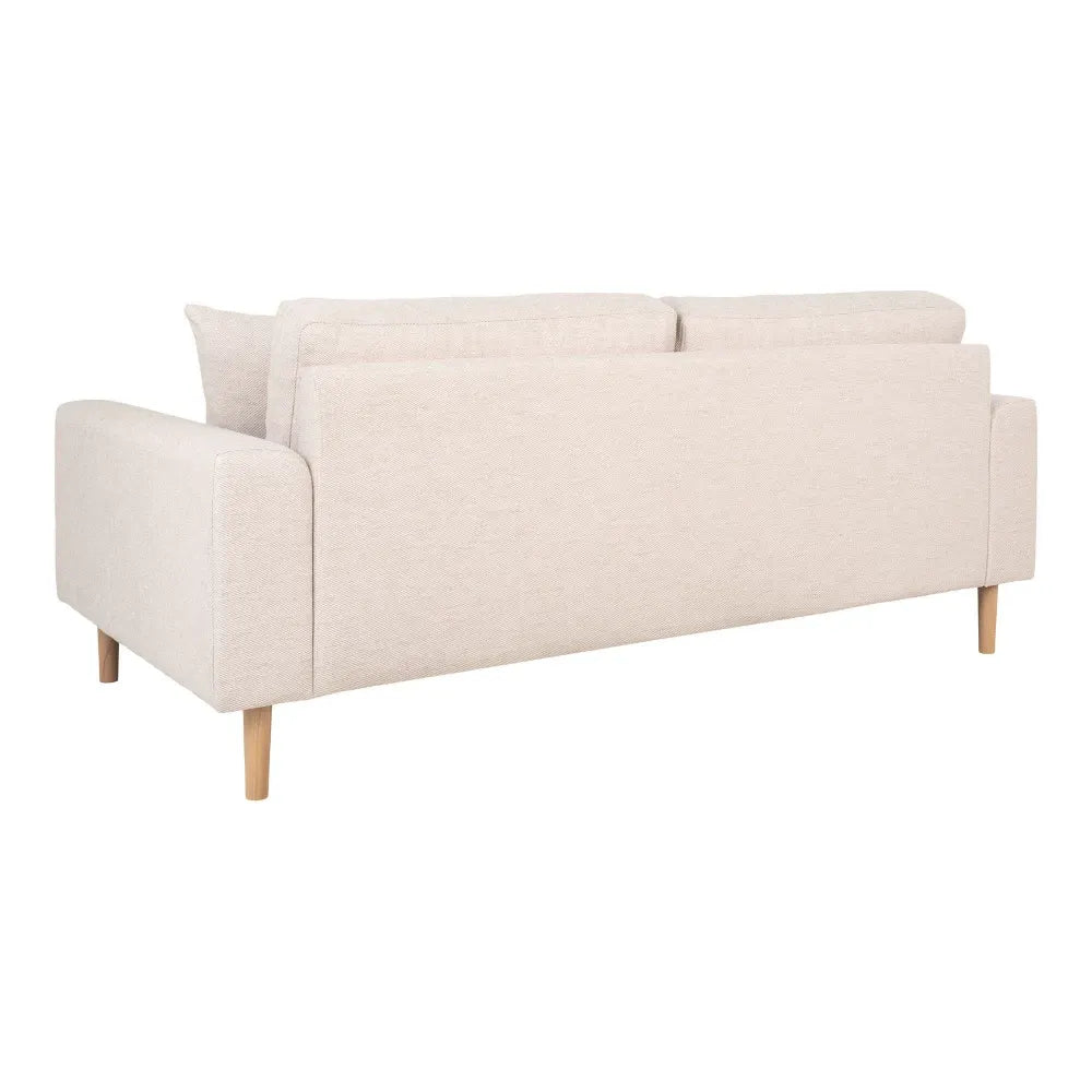 Canapea de 2 locuri cu picioare din lemn de fag maro tapitata cu Stofa Bej L180xH76cm Lido