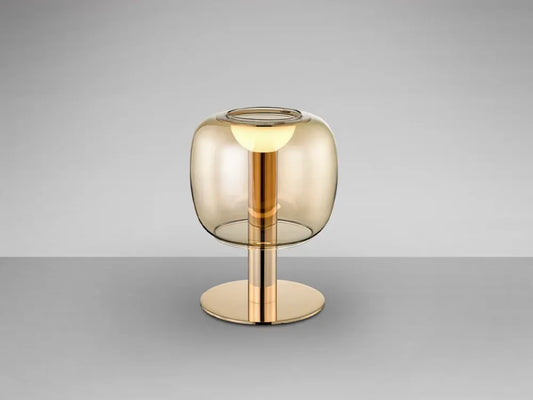 Veioza din Metal Auriu si Sticla Auriu amber H20xD15cm Icon
