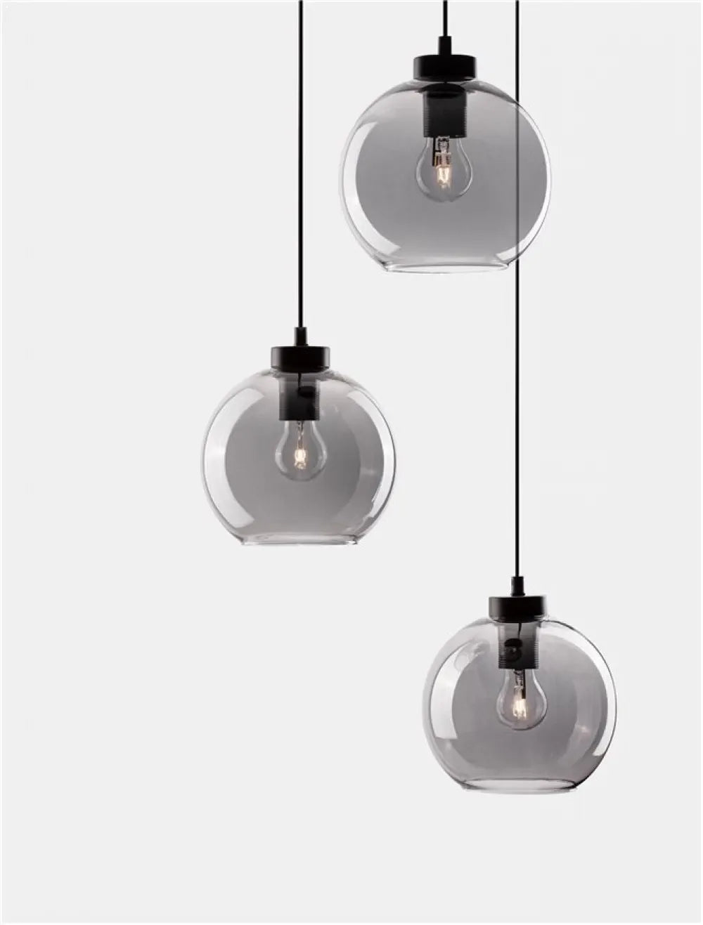 Candelabru structura din Metal Negru si abajur din Sticla Fumuriu H145xL30cm IP20 PALMER