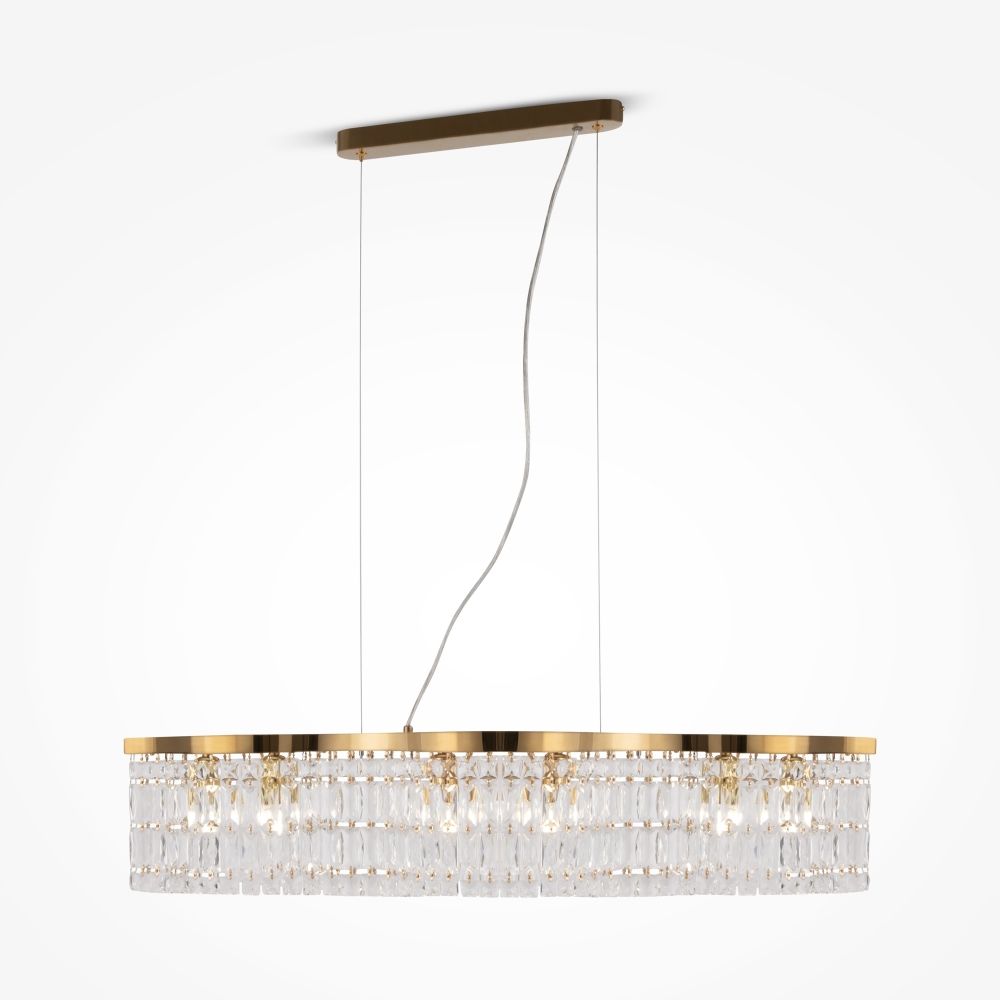 Lustra Asimetrica din Metal Auriu cu 6 becuri E14 60W L12xH138cm Dune