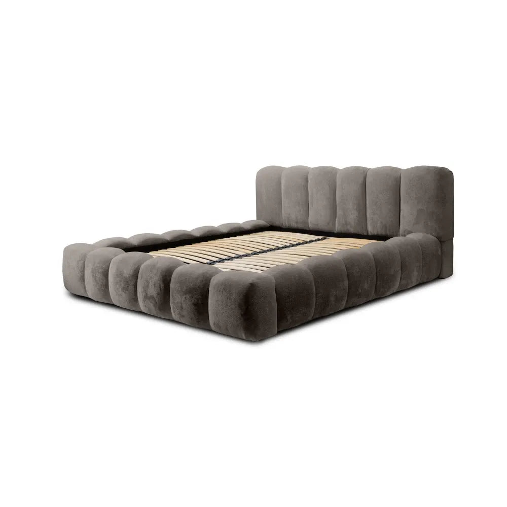 Pat 180x200cm tapitat cu Chenille Gri inchis Dallas