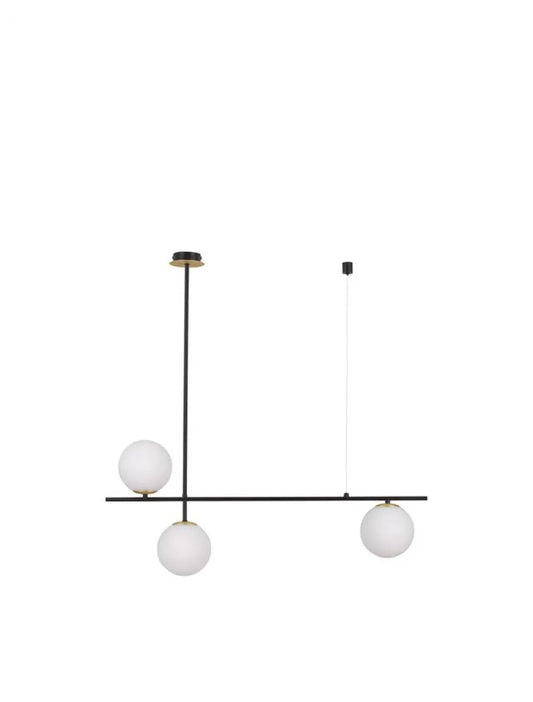 Lustra structura din Metal Negru/Auriu si abajur din Sticla Alb H120xL95cm IP20 GIT