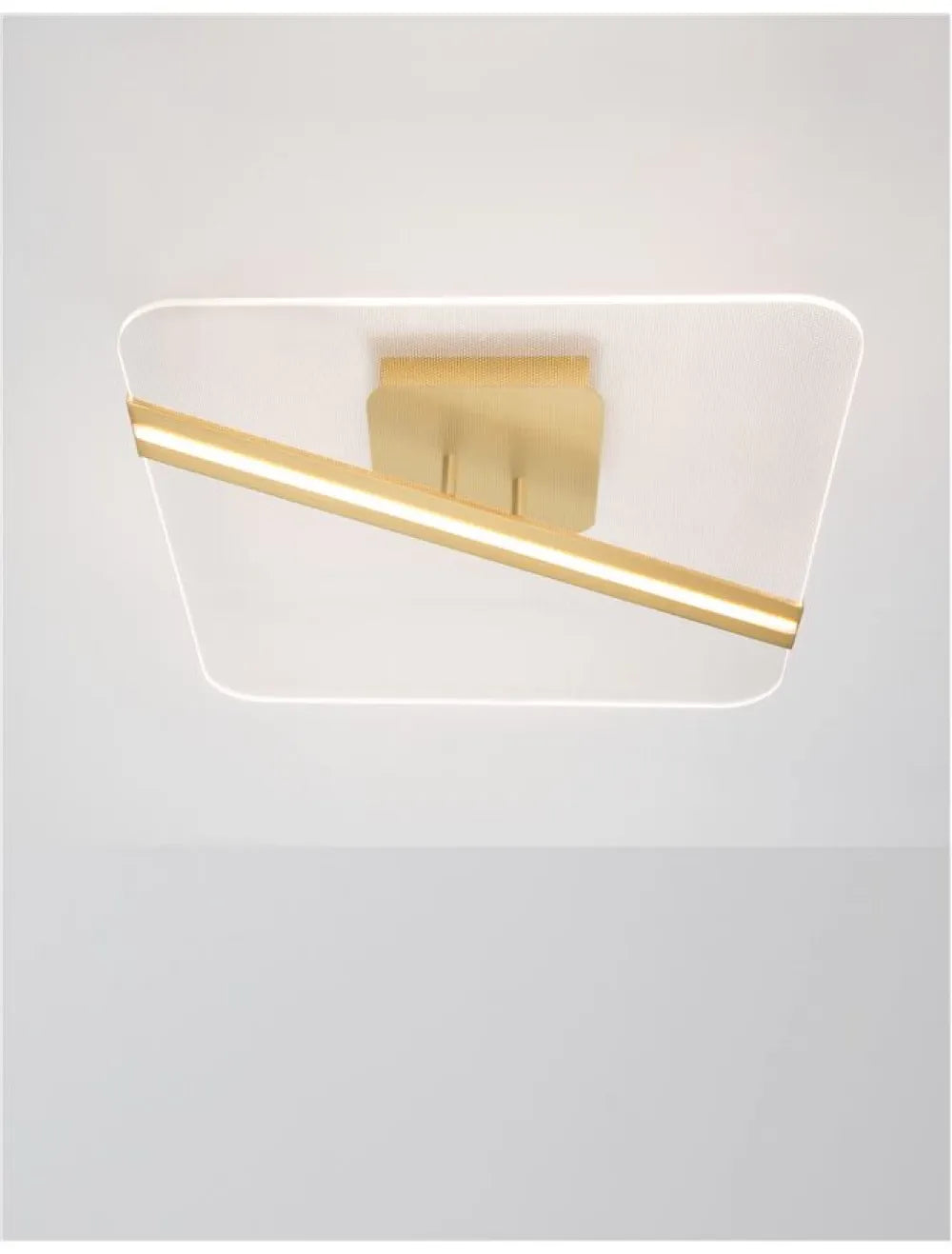 Plafoniera structura din Aluminiu Auriu si abajur din Acrilic Transparent H11.5xL50cm IP20 34W 2162lm 3000k JERTUNA