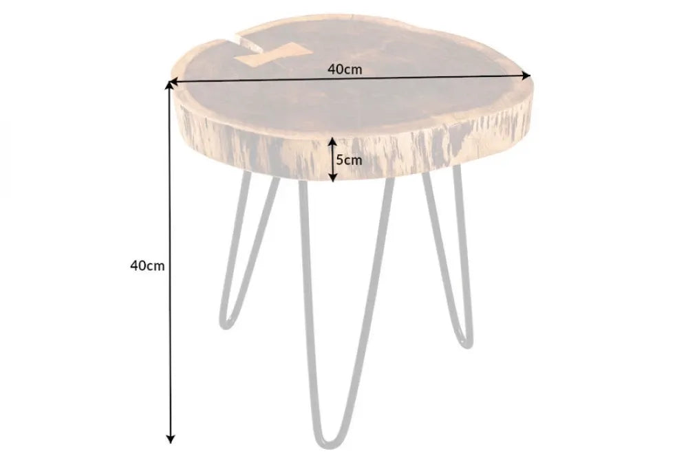 Masuta laterala din Lemn de salcam Maro si Metal Negru L40xH40cm Goa