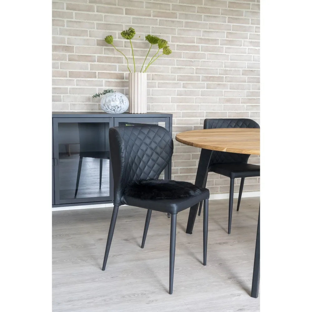 Blanita sintetica decorativa pentru scaun Negru D35cm Lambskin Artificial