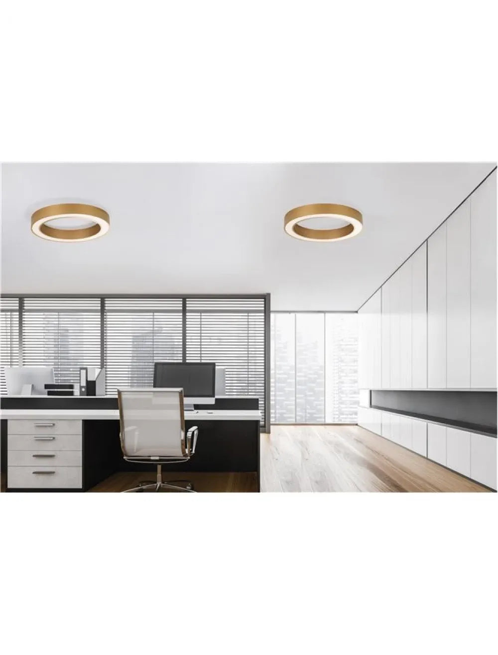 Plafoniera structura din Aluminiu Auriu si abajur din Acrilic Alb H7xL60cm IP20 48W 3730lm 2700-4000k MORBIDO