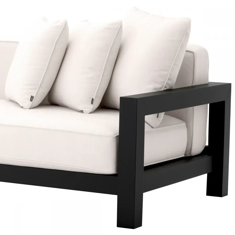 Canapea de exterior din Metal Negru si Stofa Alb H72xL273.5cm Cap-Antibes Eichholtz