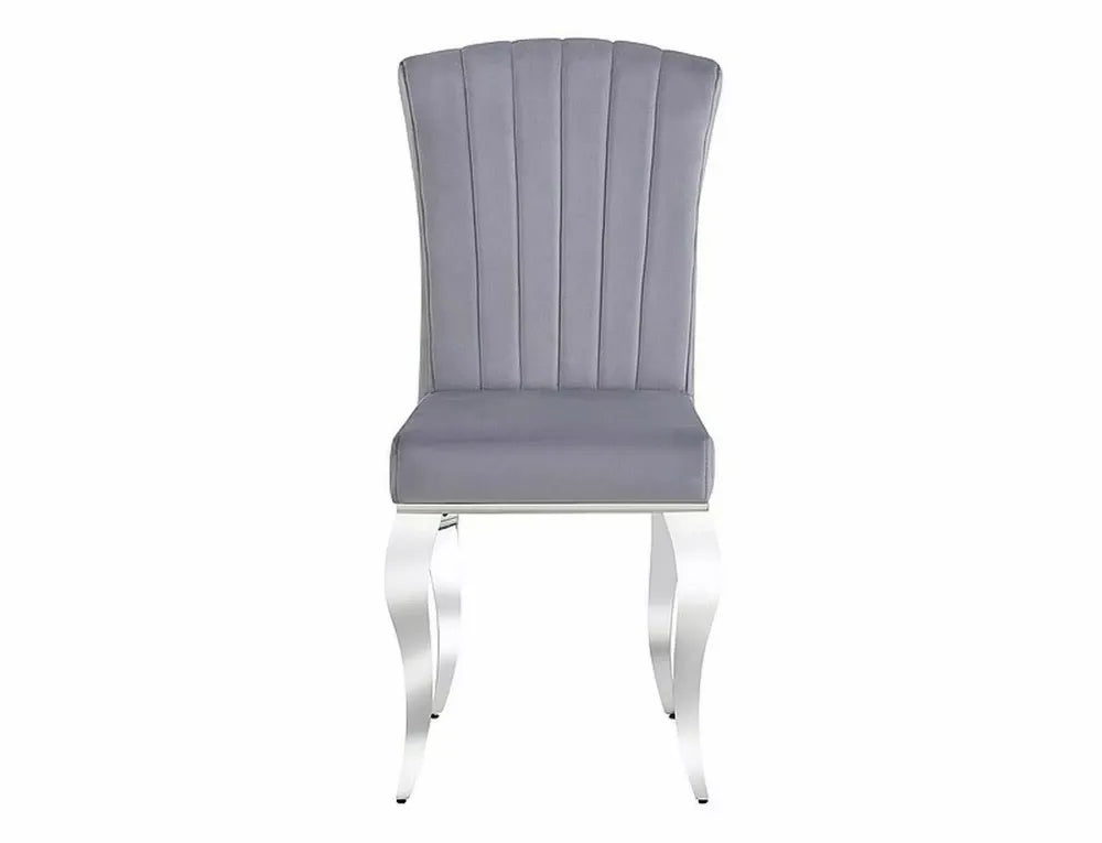 Scaun din Catifea Gri si Metal Argintiu Hx100Lx46xA44cm Prince