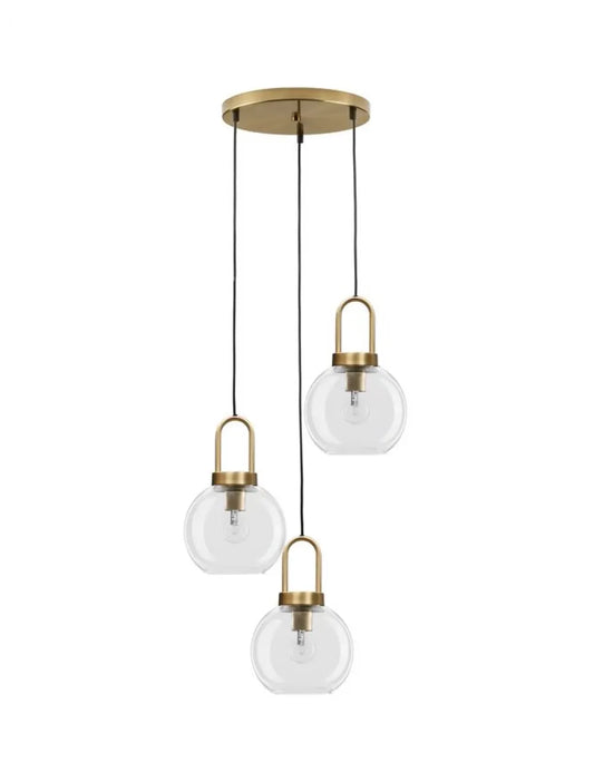Candelabru structura din Metal Alama si abajur din Sticla Transparent H150xL30cm IP20 IRVINE