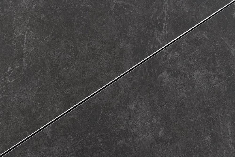 Masa din Sticla securizata/Ceramica Gri grafit si Metal Negru L160-200xH76cm Eternity