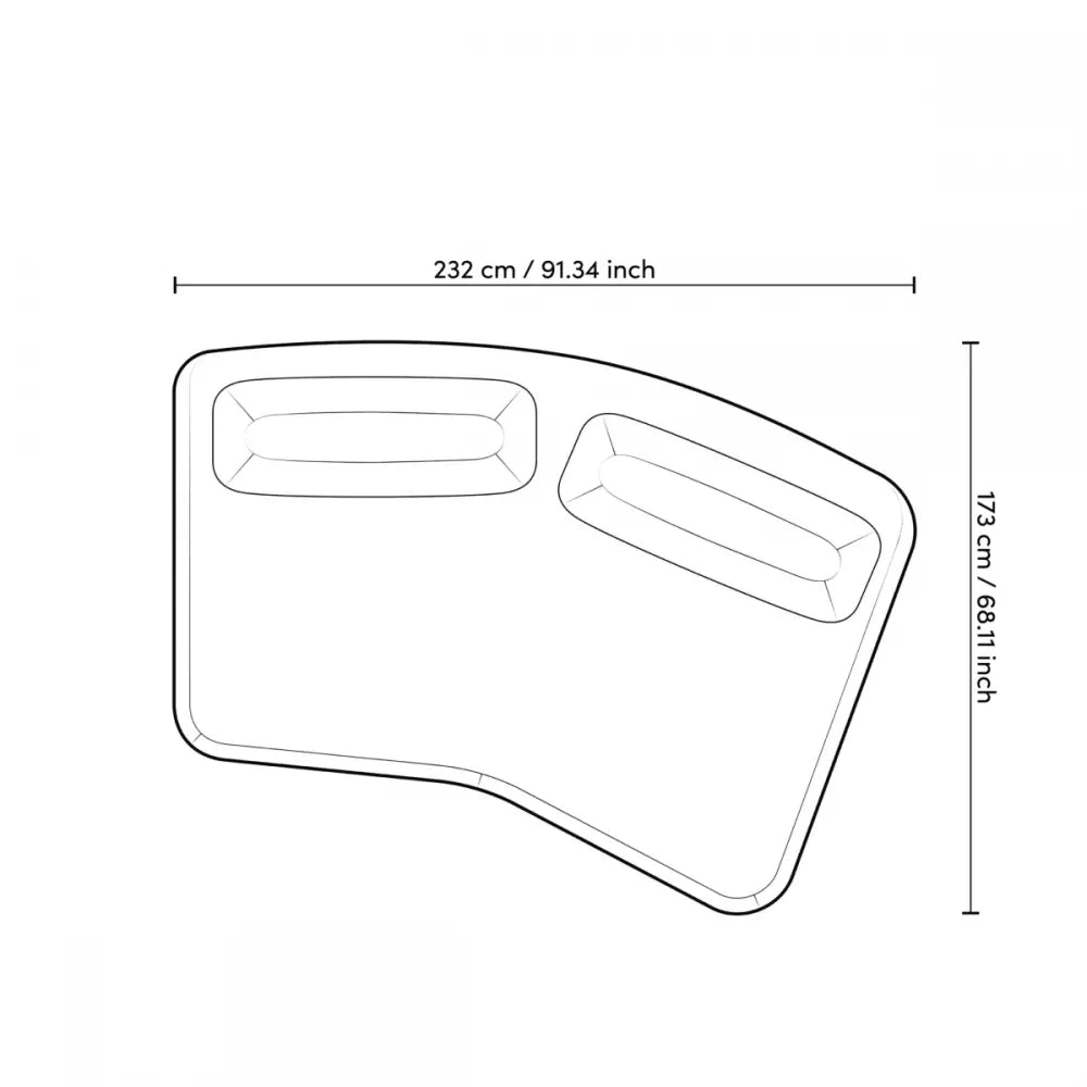 Canapea de exterior formata din 2 module din Metal Negru si Stofa Gri H87xL172/232cm Residenza Eichholtz