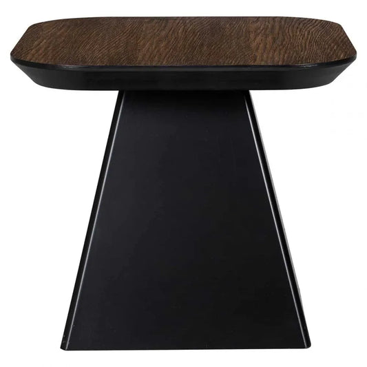 Masuta laterala Patrata din Furnir de stejar Maro si MDF Negru L50xH40cm Bonvoy