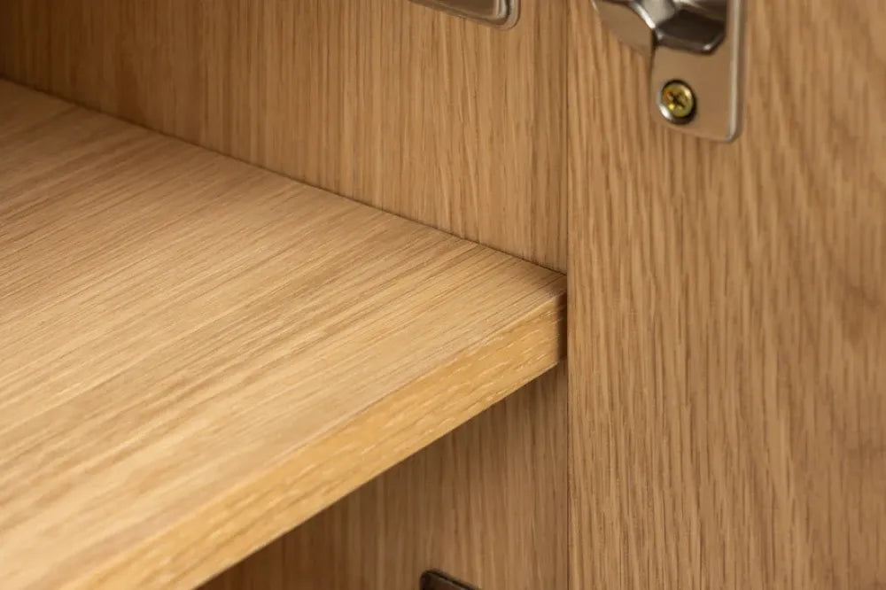 Comoda din MDF/Funir de stejar Maro si Metal Negru L180xH80cm GRANDEZZA