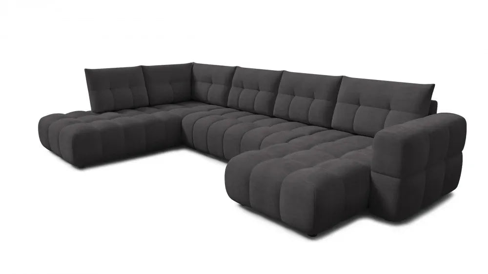 Coltar in forma de U tapitat cu material pet friendly Alias gri L374 x 219cm