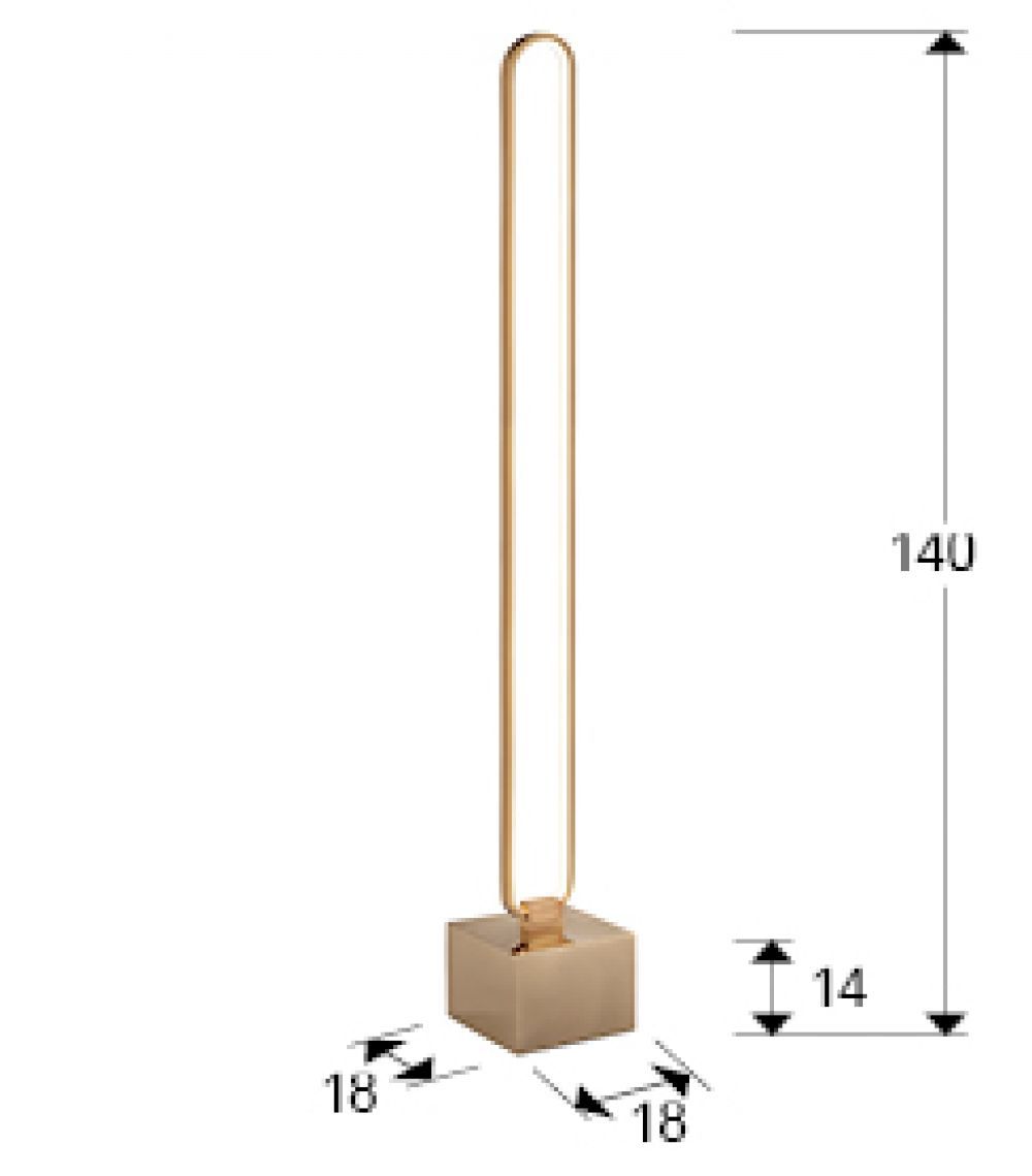 Lampa de podea din Metal Rose gold cu LED L18x18xH140cm Colette