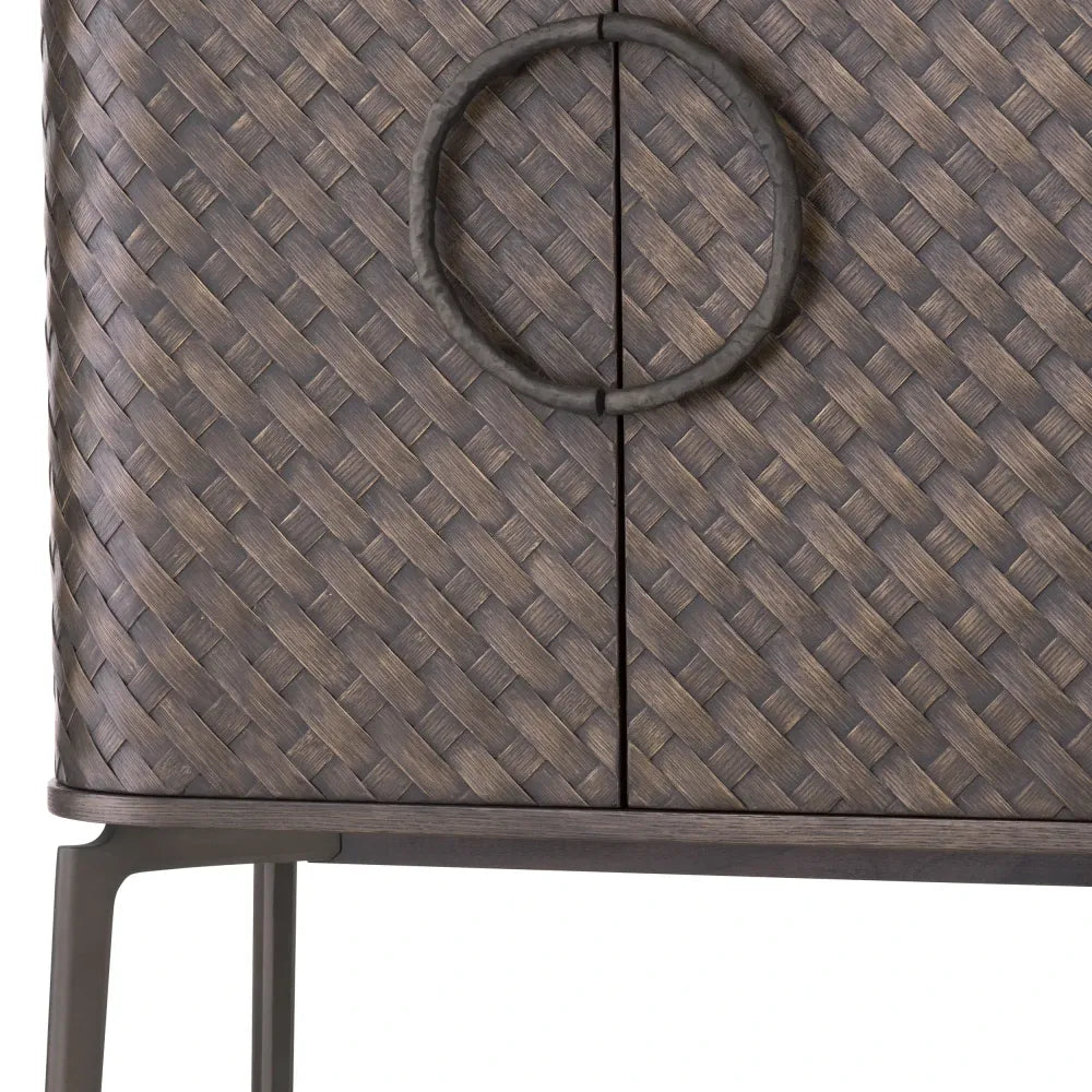 Dulap bar din Furnir de stejar Maro si Metal Bronz L90.5xH155.5cm Nilsson Eichholtz