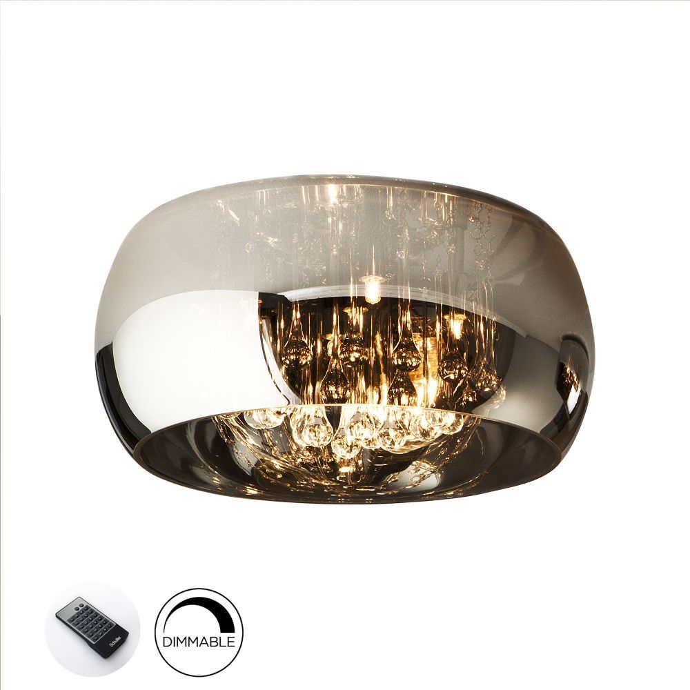 Plafoniera Rotunda din Metal si Sticla Argintiu/Argintiu Argos D40xH23cm
