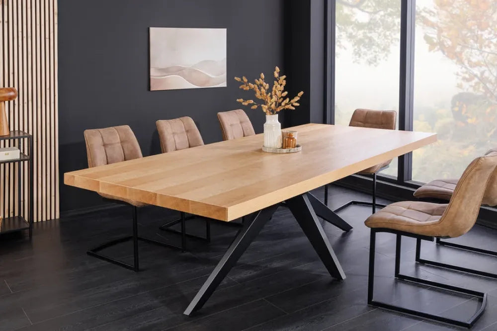 Masa din MDF/Funir de stejar Maro si Metal Negru L240xH76cm ZEUS