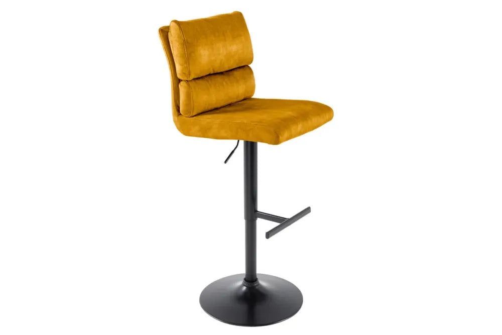 Set 2 scaune de bar din Metal Negru si Catifea Galben H100-121xL45cm Comfort