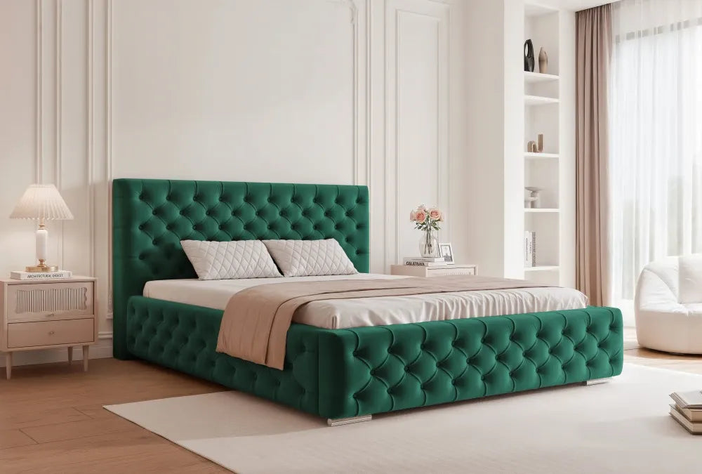 Pat 200 x 200 tapitat cu Catifea Magic velvet Verde smarald Noah