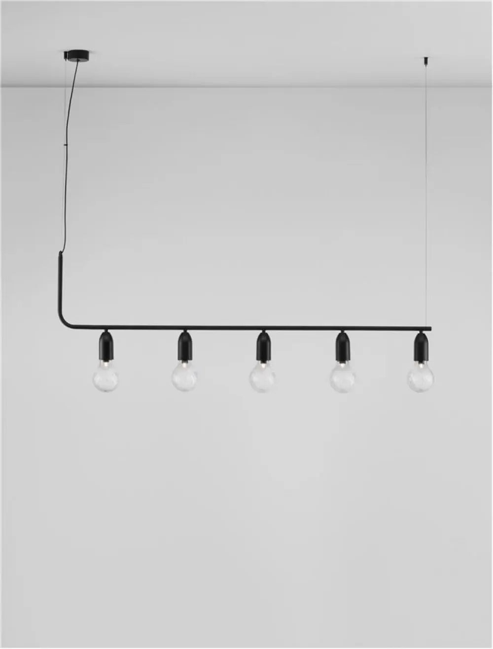 Lustra structura din Metal Negru si abajur din Sticla Transparent H120xL128cm IP20 VEDA