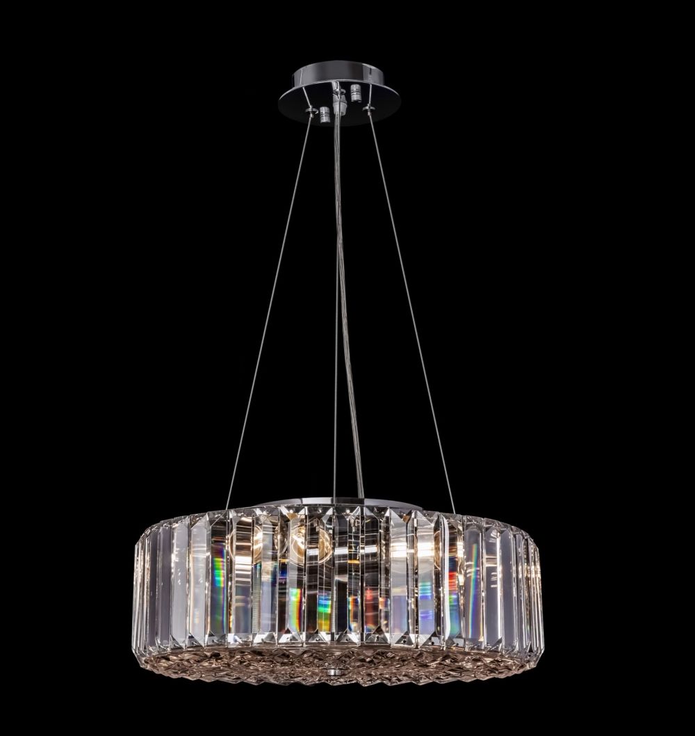 Lustra rotunda cu inaltime reglabila din Cristal Transparent cu 6 becuri D40xH86cm Recinto