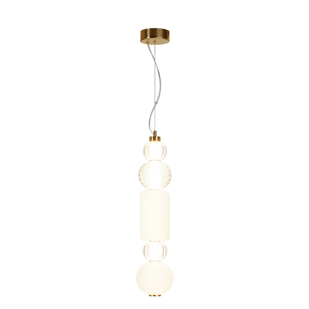 Pendul din Metal si Sticla Auriu/Transparent D15xH220cm Collar