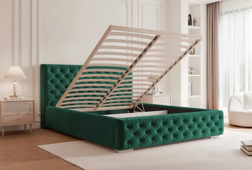 Pat 200 x 200 tapitat cu Catifea Magic velvet Verde smarald Lora
