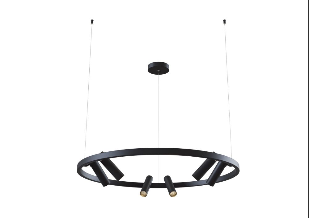 Lustra ovala cu inaltime reglabila din Metal Negru cu LED  L120x90xH120cm Satellite