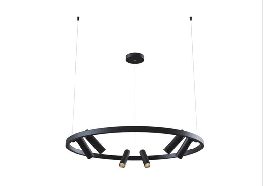 Lustra ovala cu inaltime reglabila din Metal Negru cu LED  L120x90xH120cm Satellite