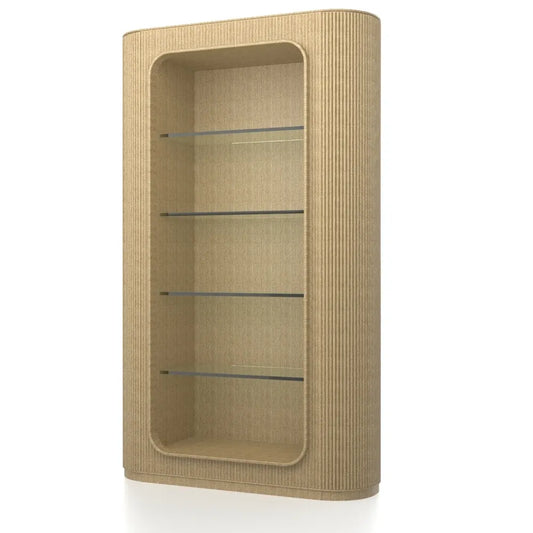 Biblioteca din Sticla Transparent si Furnir de stejar Maro deschis L130xH212cm Bogota Eichholtz