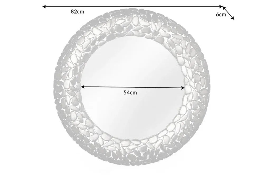 Oglinda cu rama din Metal Argintiu D82cm Stone Mosaic