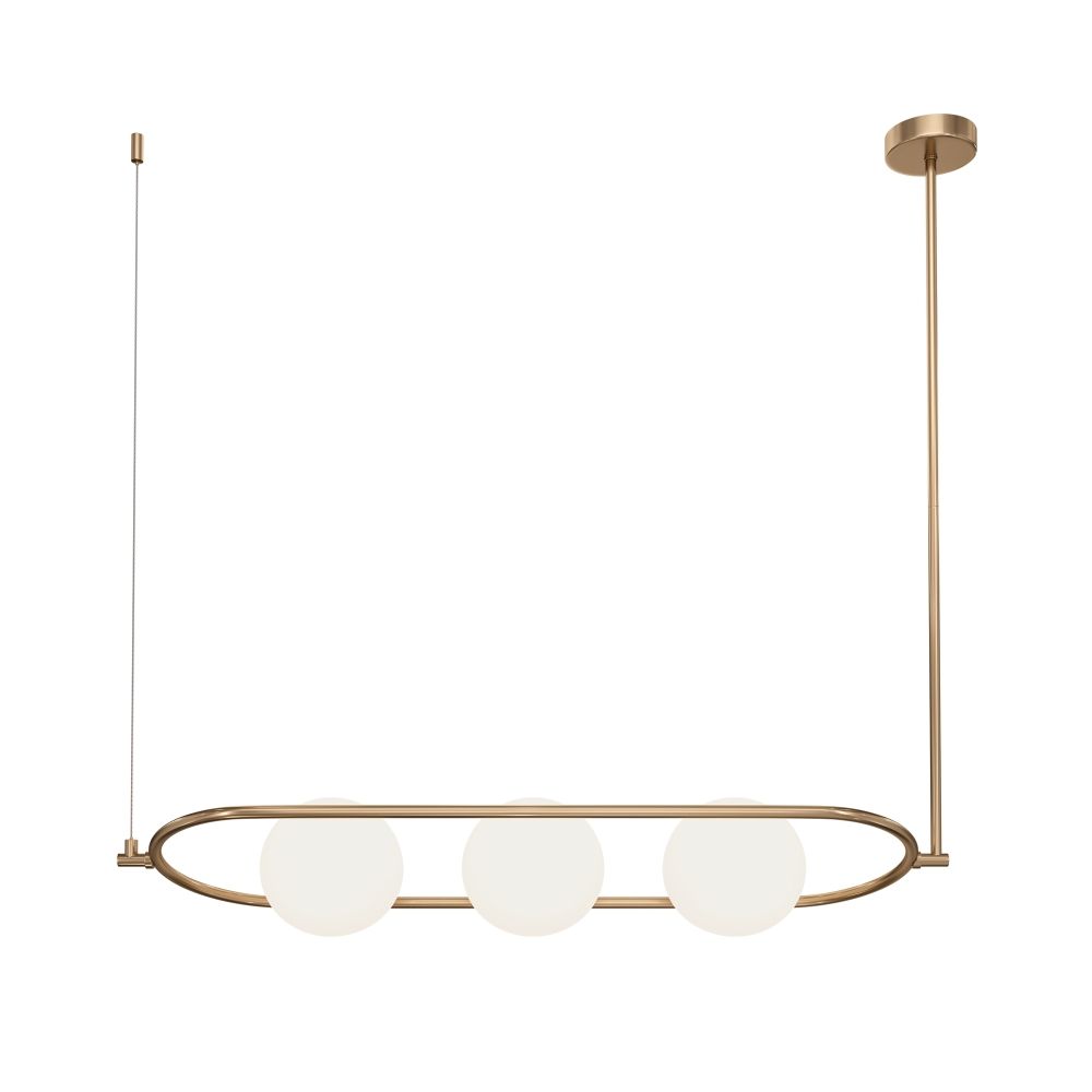 Lustra din Metal si Sticla Alama/Alb cu 3 becuri E14 40W L89xH137cm Erich