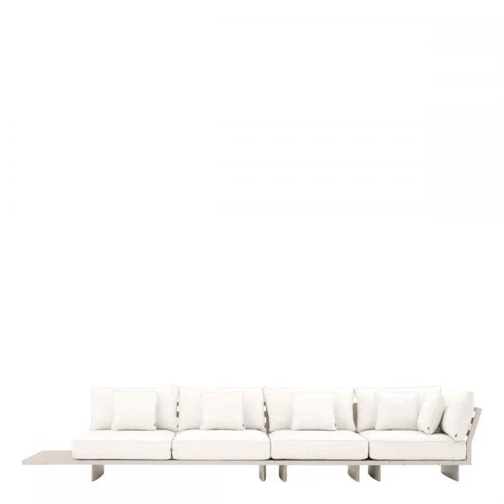 Coltar modular de exterior din Metal Bej si Stofa Bej H84xL327cm Royal Palm Eichholtz