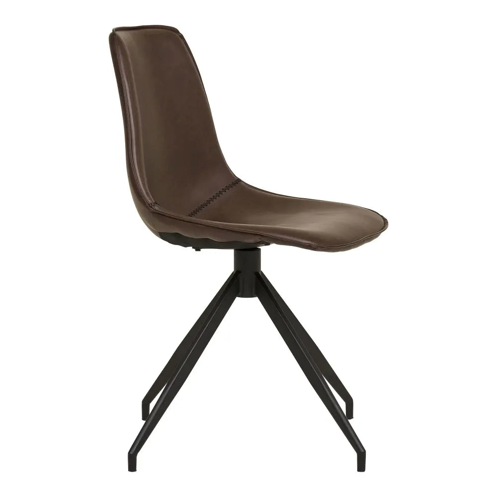 Set 2 scaune din Metal Negru si Piele sintetica Maro inchis H86xL48xA56cm Monaco