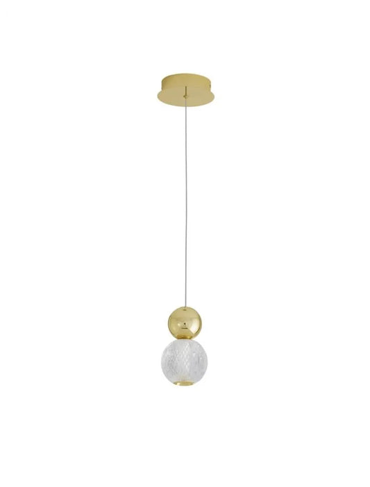 Pendul structura din Aluminiu Auriu si abajur din Acrilic Transparent H120xL11cm IP20 7W 344lm 3200k BRILLE