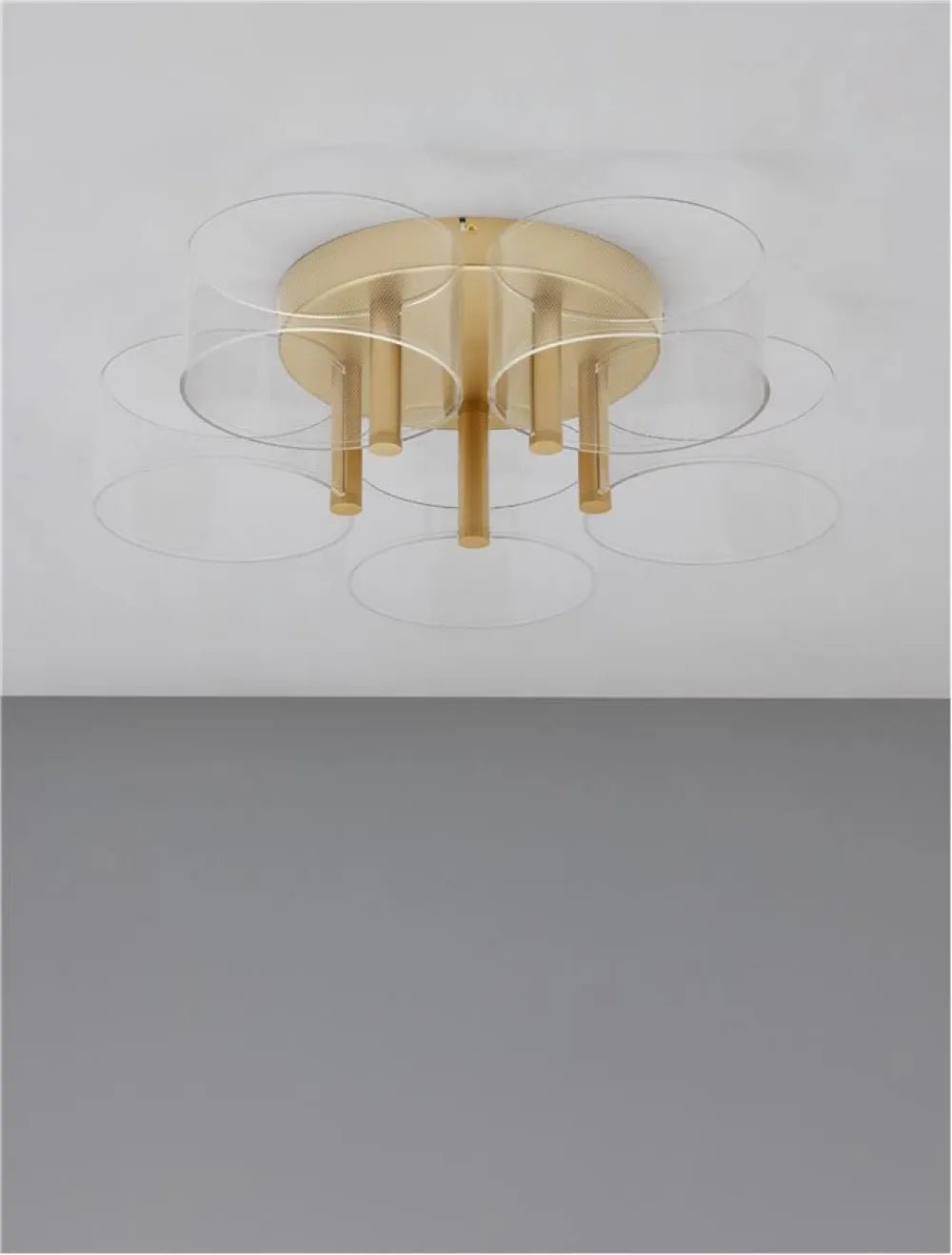 Plafoniera structura din Metal Auriu si abajur din Acrilic Transparent H15.6xL56cm IP20 27W 1306lm 3000k GATLIN