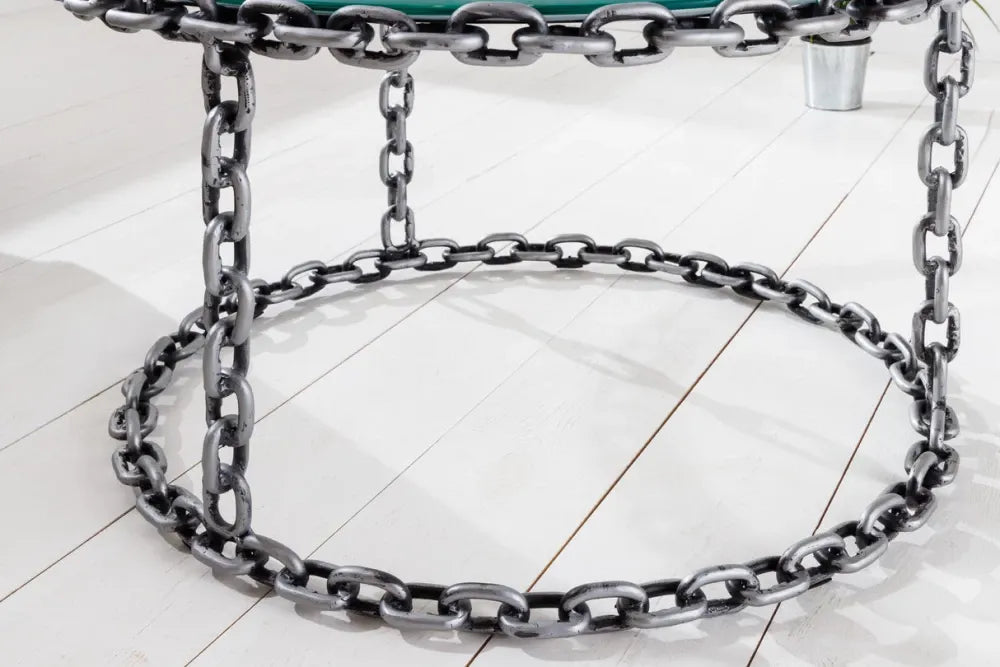 Masuta de cafea din Sticla securizata Transparent si Metal Argintiu L65xH40cm Chain