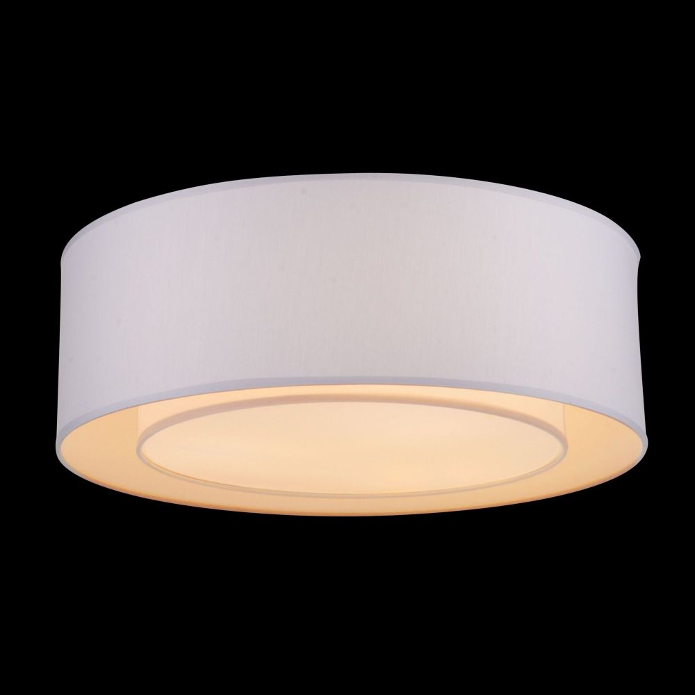 Plafoniera Rotunda din Textil si Metal Alb/Argintiu Bergamo D52xH18cm