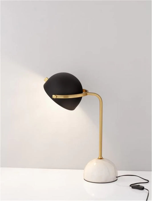 Veioza structura din Marmura Alb si abajur din Metal Negru/Auriu H55xL15cm IP20 BISHOP