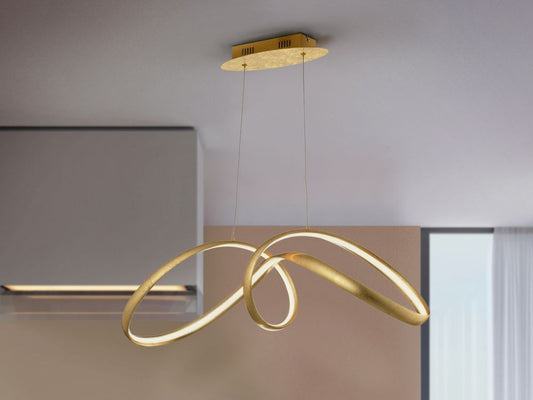 Lustra dreptunghiulara cu inaltime reglabila din Aluminiu Auriu cu LED L85x25xH120cm Lia