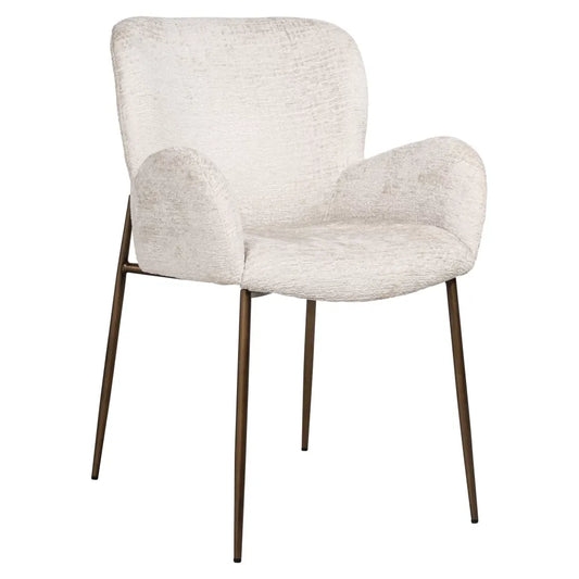 Scaun tapitat cu Stofa fusion Crem cu picioare din Metal Auriu H85xL57xA63cm Amber Richmond Interiors