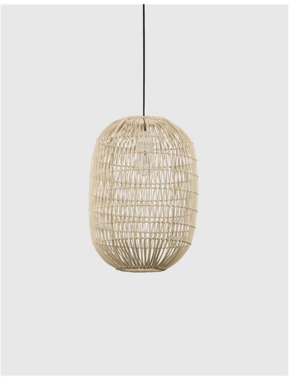 Pendul structura din Metal Negru si abajur din Ratan Bej H250xL30cm IP20 MELODY