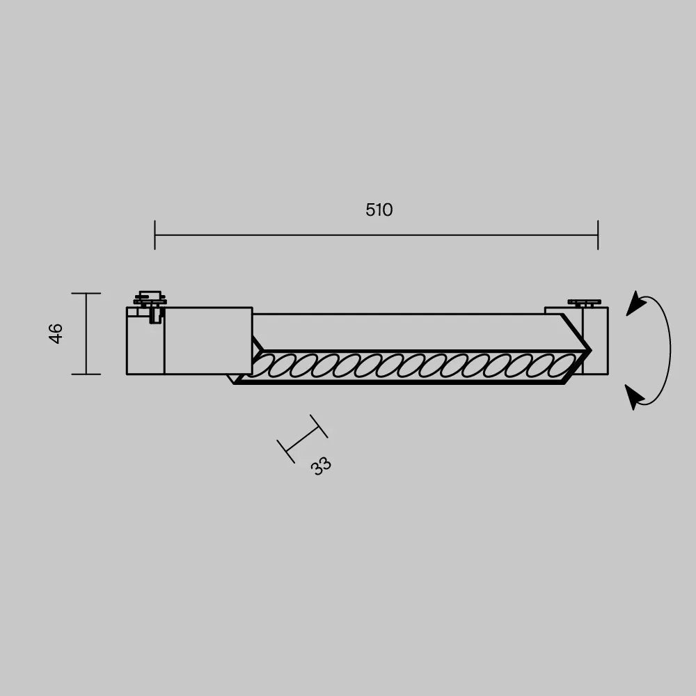 Spot dreptunghiular pentru sina Unity din Aluminiu Negru H5xL51cm IP20 22W 1130lm 3000k Unity