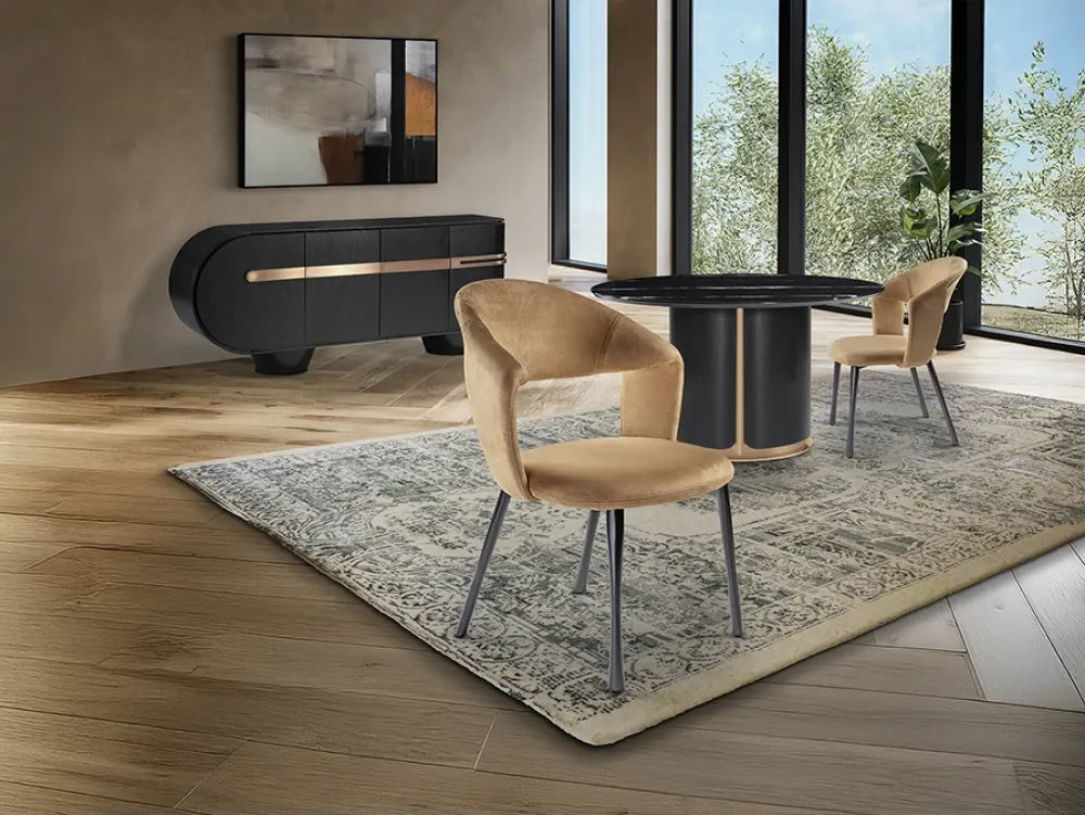 Scaun din Metal Negru si Poliester Maro L59xH83cm Willy
