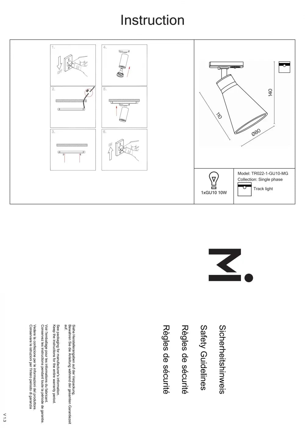 Spot pentru sina Unity din Aluminiu Auriu mat H14xD8cm Virar