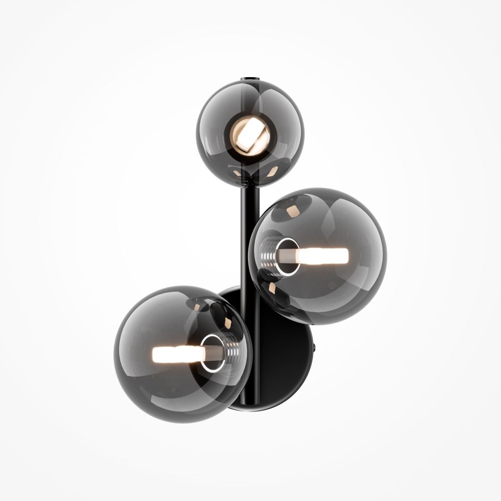 Aplica de perete Metal si Sticla Negru/Gri L20xH25cm Dallas